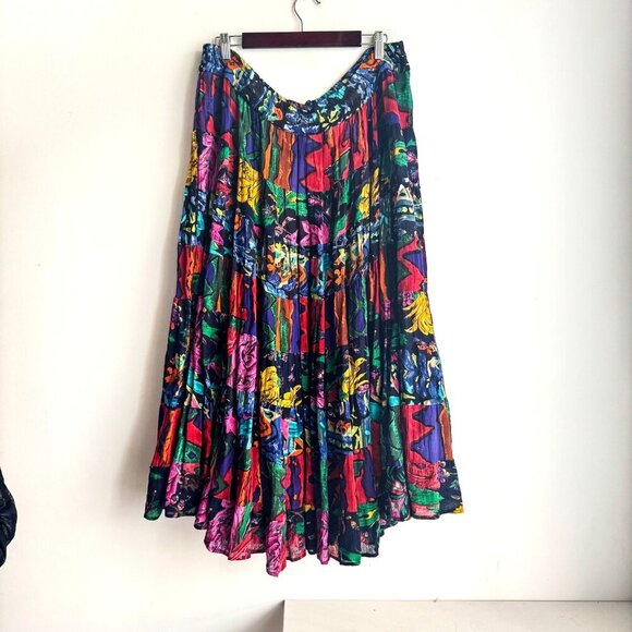 Bila of California Colourful Cotton Midi Skirt M - Picture 1 of 7